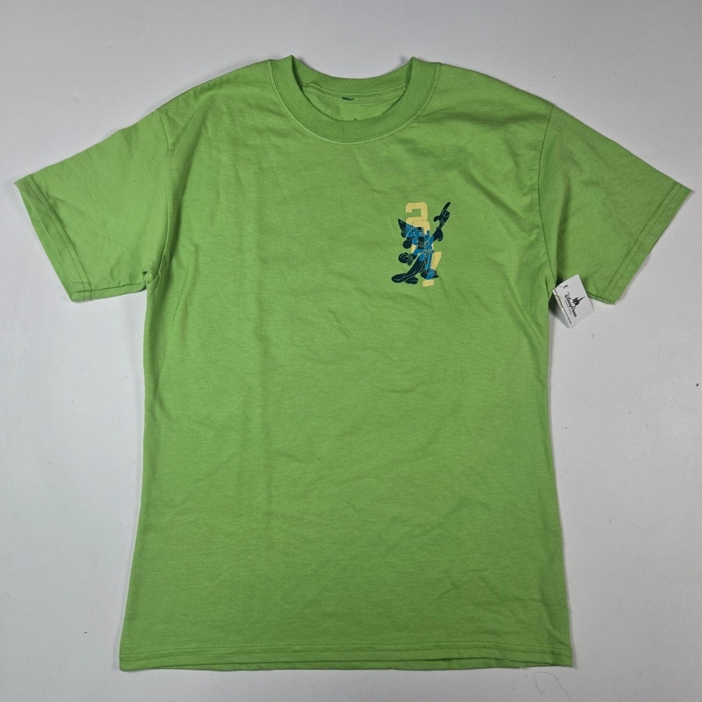 Disney Parks T-Shirt Kids Medium Lime Green Sorcerer Mickey Constellation 2017